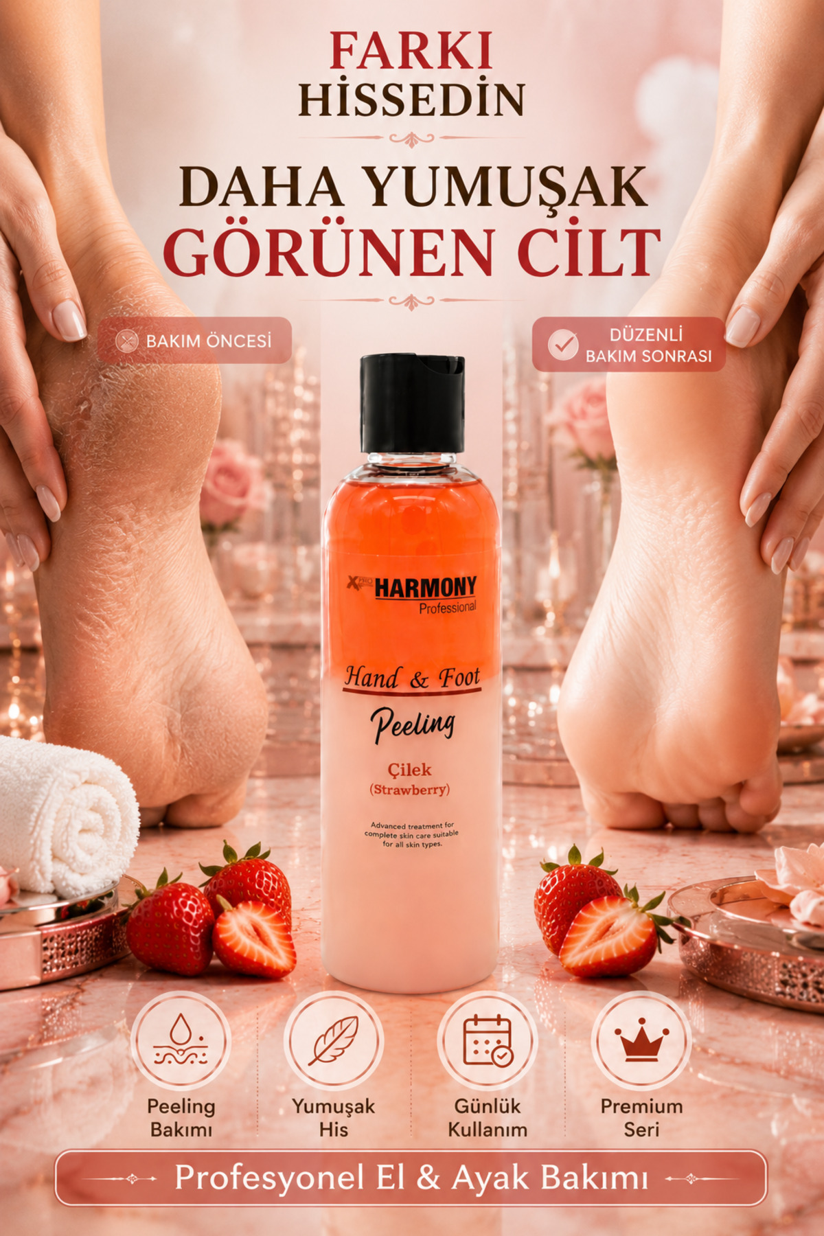 Hand & Foot Peeling Strawberry Çilek Aromalı El & Ayak Peelingi 250 ml — XPH-8682887911406 — تصویر 7 از 8