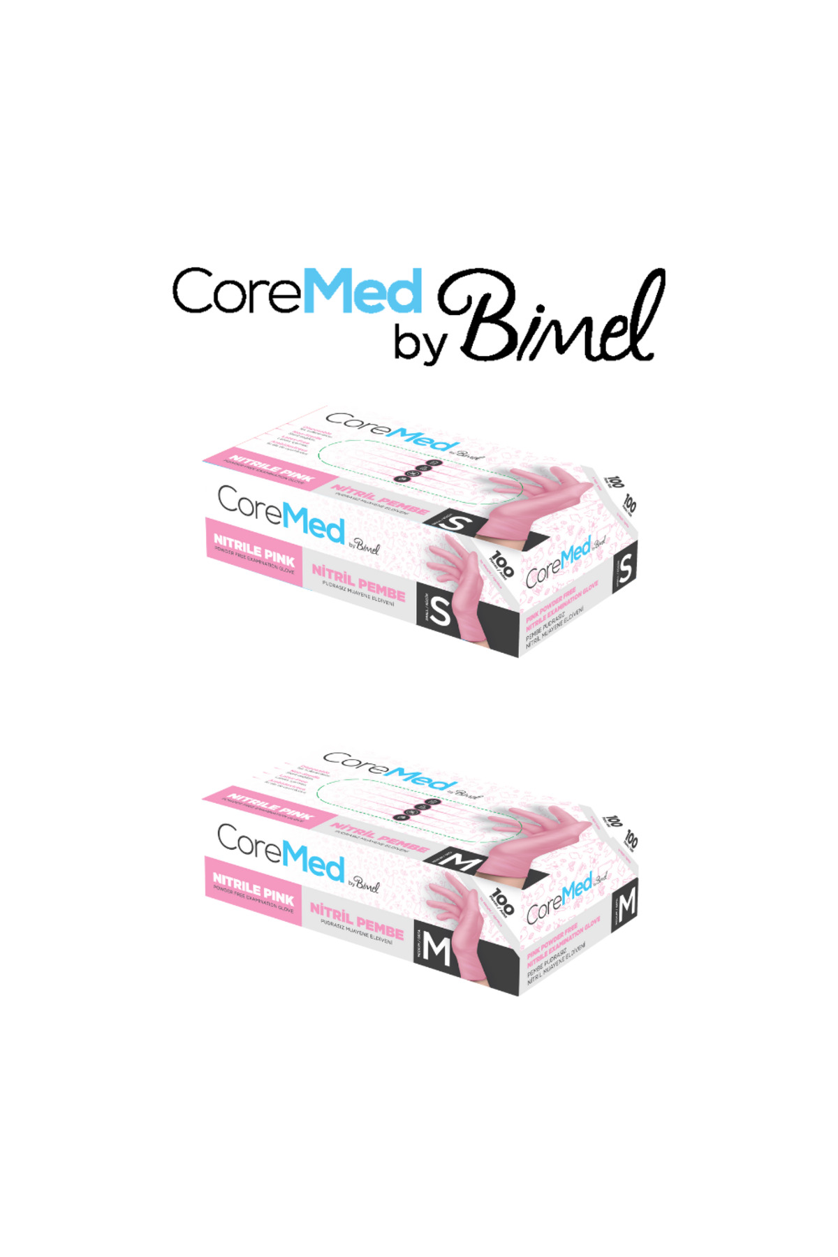 COREMED Pembe nitril pudrasız eldiven 100 lü Medium görsel 5
