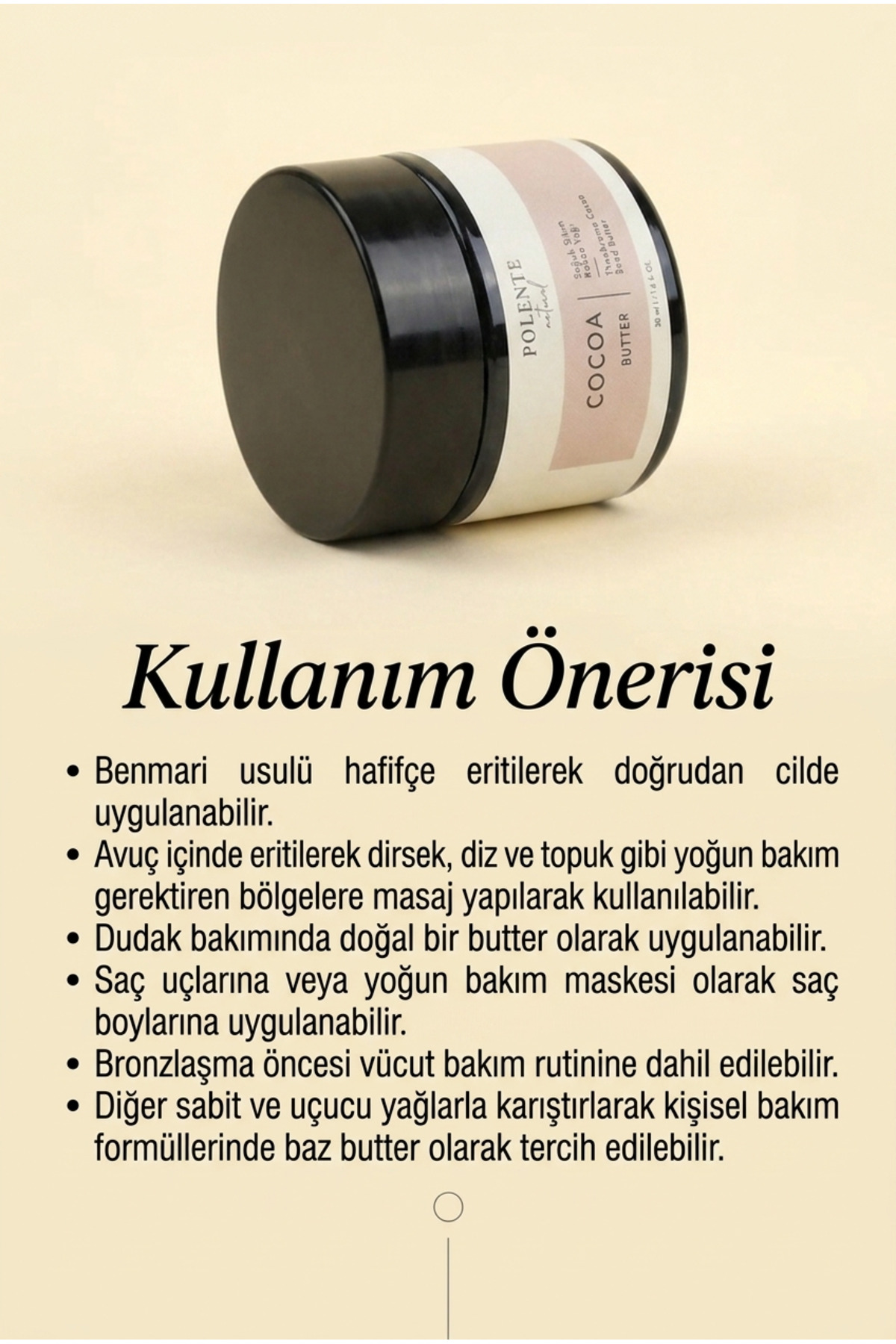 Kakao Butter - Soğuk Sıkım (50 ML) — Cam Kavanoz Kakao Yağı — تصویر 5 از 5