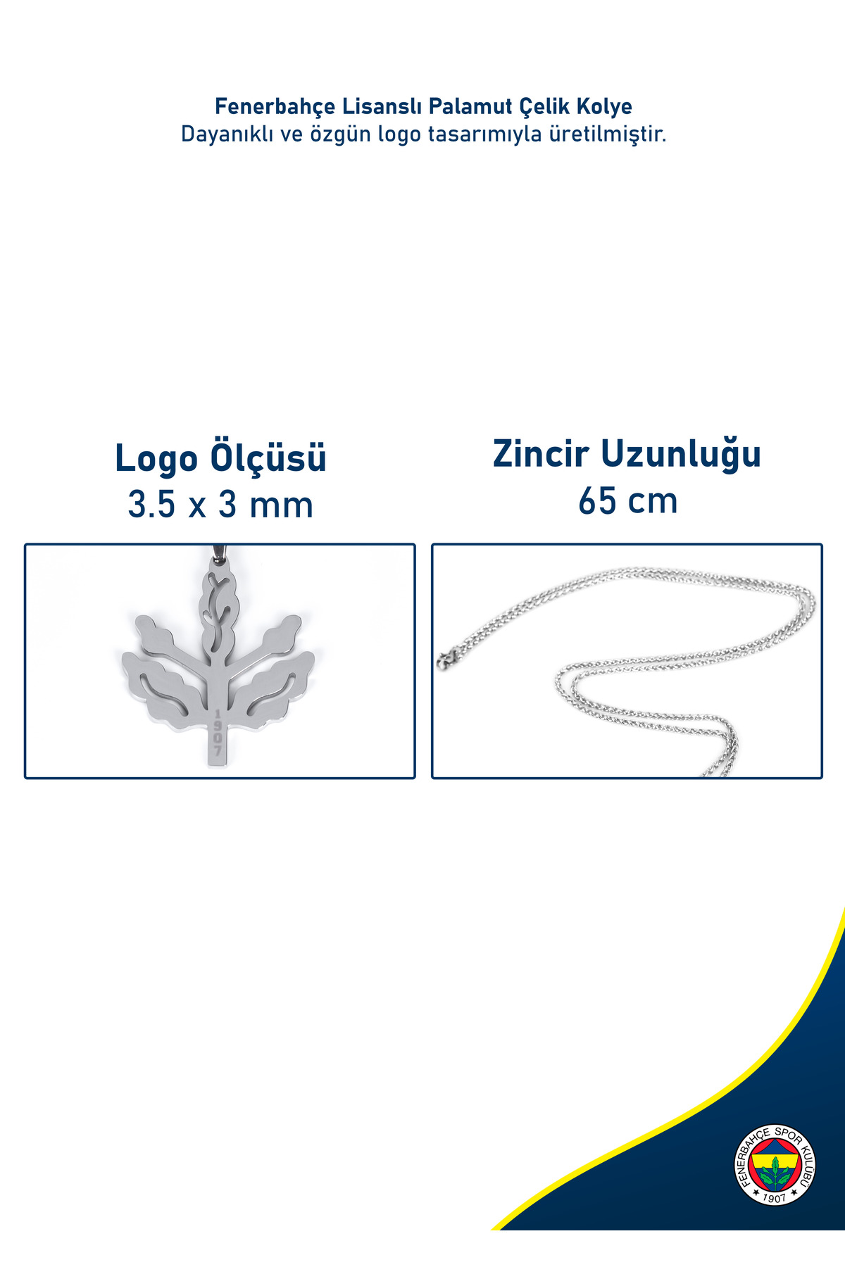 Fenerbahçe FB Palamut Çelik Kolye görsel 3