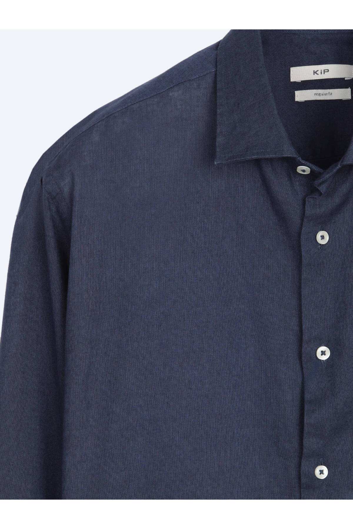 İndigo Regular Fit Uzun Dokuma Casual Pamuk Karışımlı Gömlek — آبی 53821 — تصویر 7 از 8