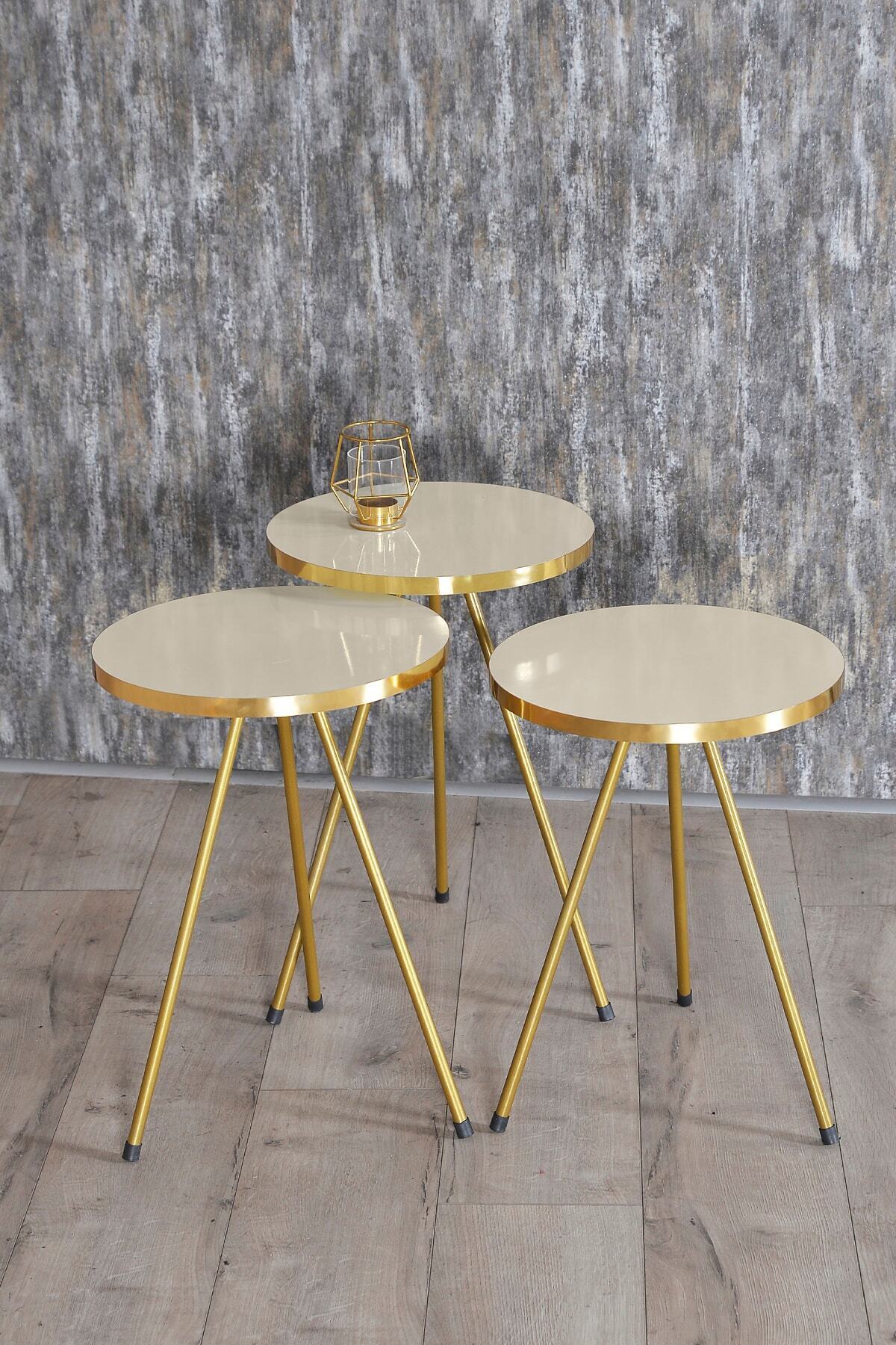 Goldfalez Gold Metal Düz Ayak Zigon Krem 3'lü görsel 5