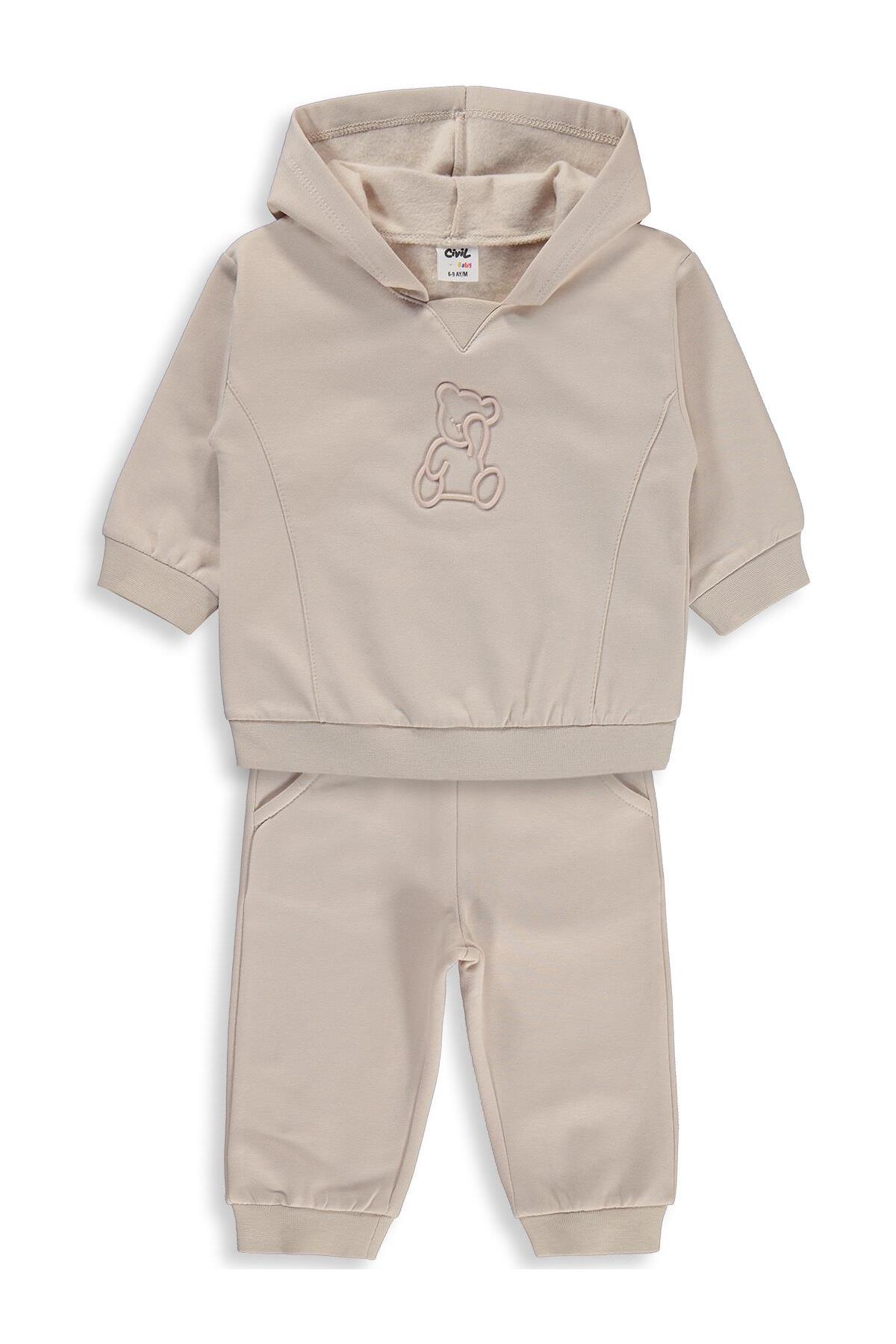 Civil Baby Teddy Baskılı 6-18 Ay Takım - Bej