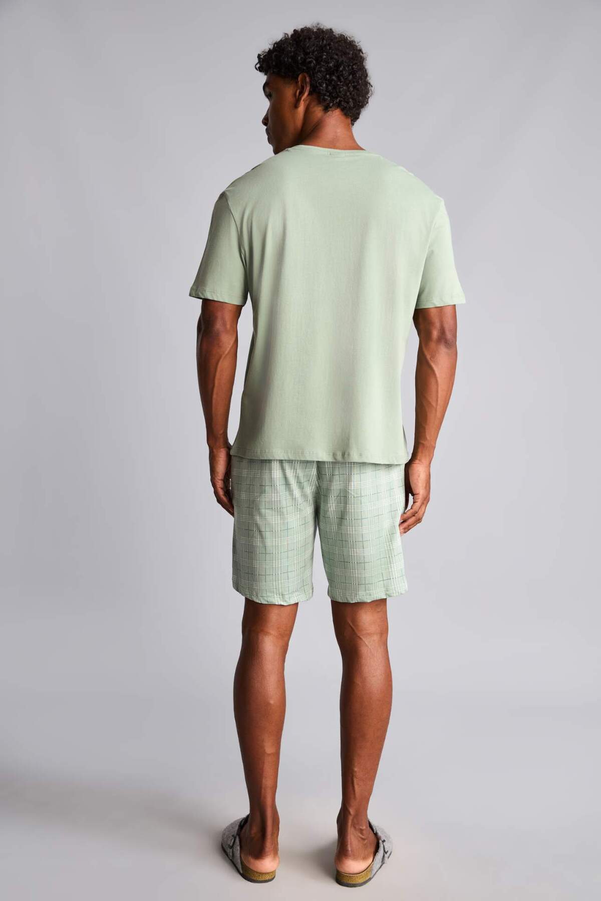 DeFacto %100 Pamuk New Regular Fit Kısa Kollu 2'li Açık Yeşil Şortlu Pijama Takımı I0877AX26HS görsel 7