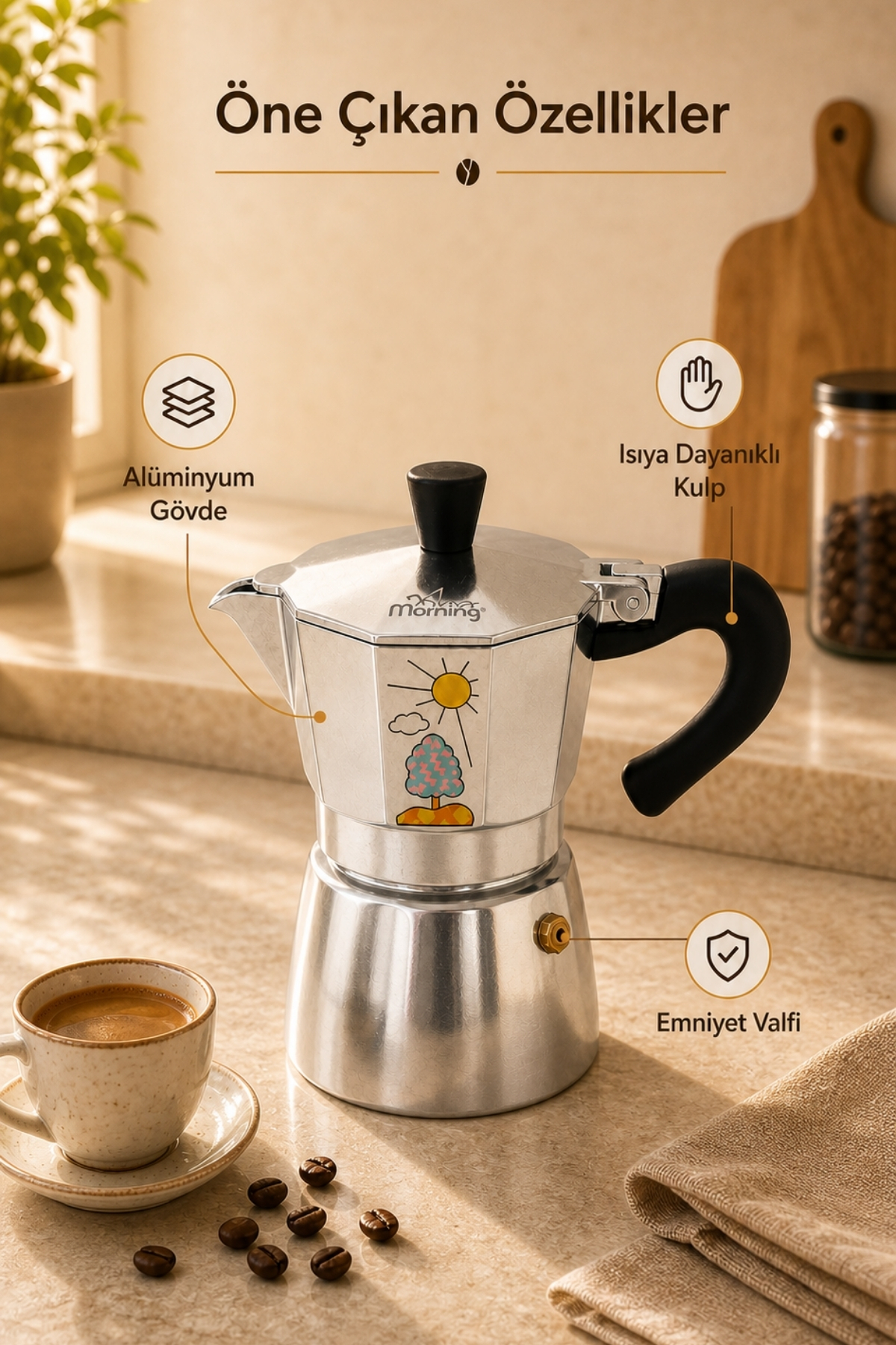 MOKA様1 Any Morning Hes-6 Moka Pot Espresso Kahve Makinesi 240 ML - Fiyatı