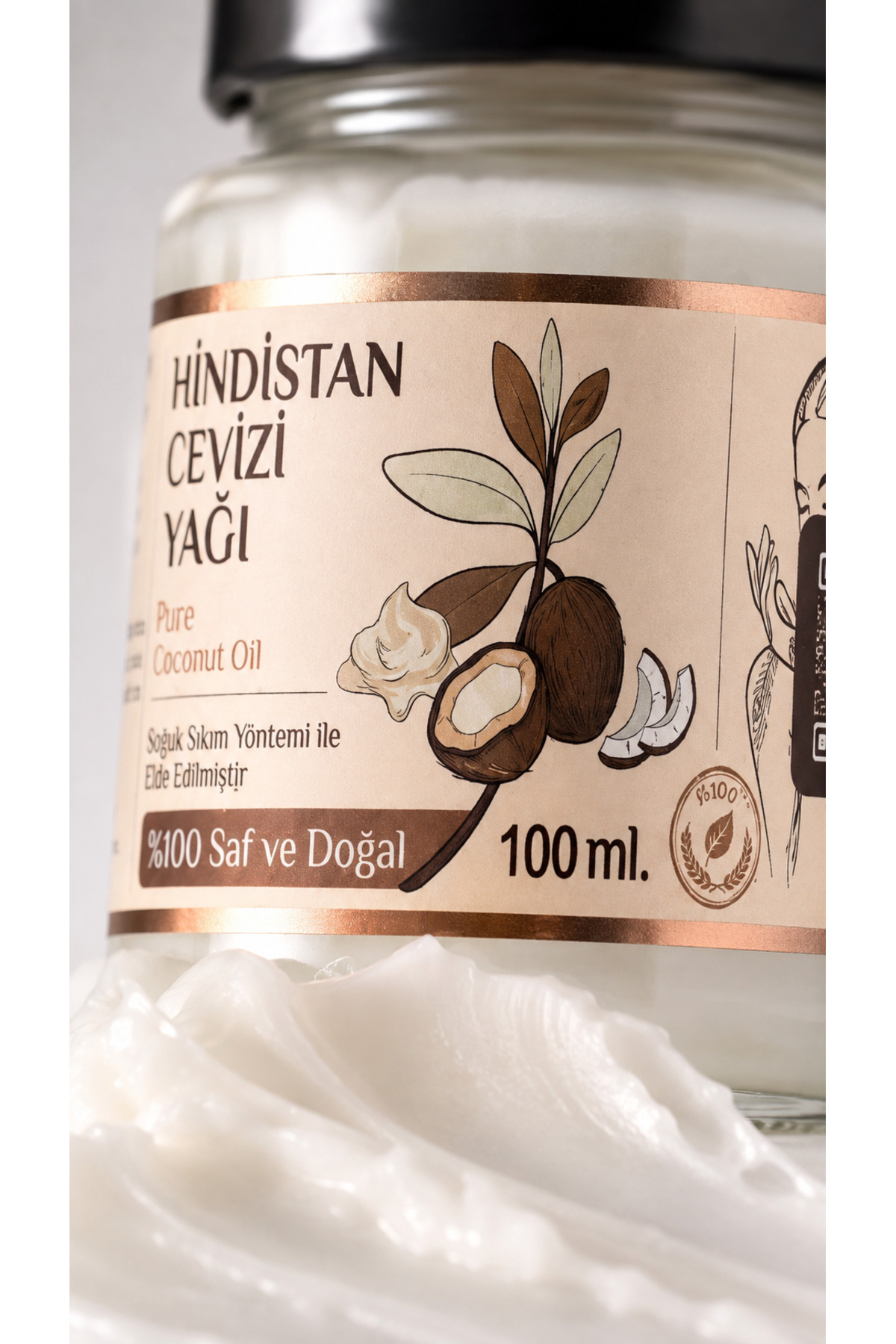 100 ml Saf Hindistan Cevizi Yağı / Soğuk Sıkım / %100 Saf Ve Doğal / Coconut Oil — 100-ml-hindistan-cv-yag — تصویر 6 از 8