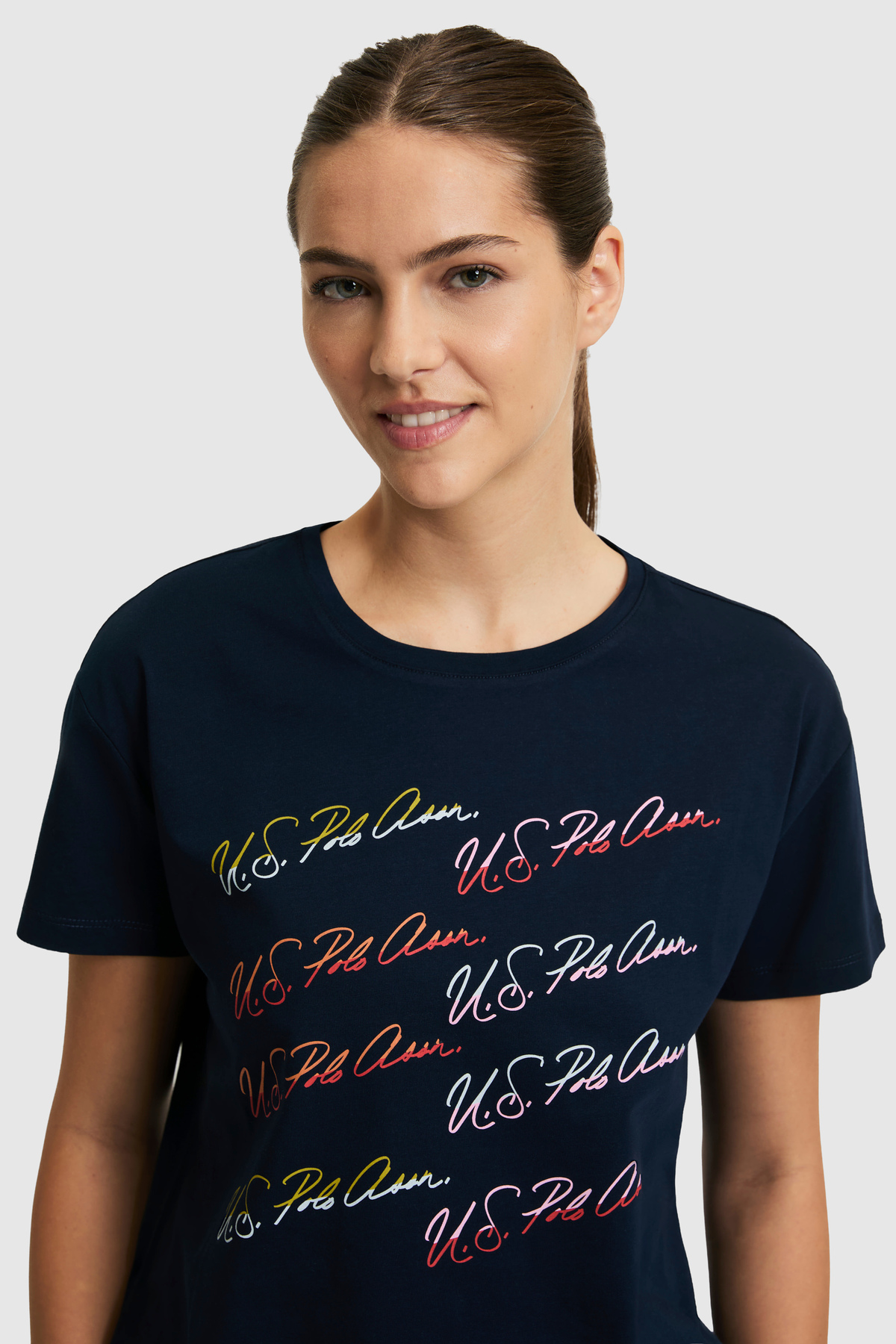 U.S. Polo Assn. Kadın Lacivert Bisiklet Yaka Tişört 50323561-VR033 görsel 2