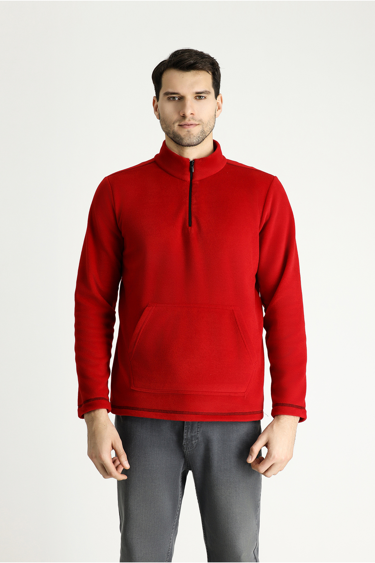 Kiğılı Yarım Fermuarlı Polar Sweatshirt görsel 4
