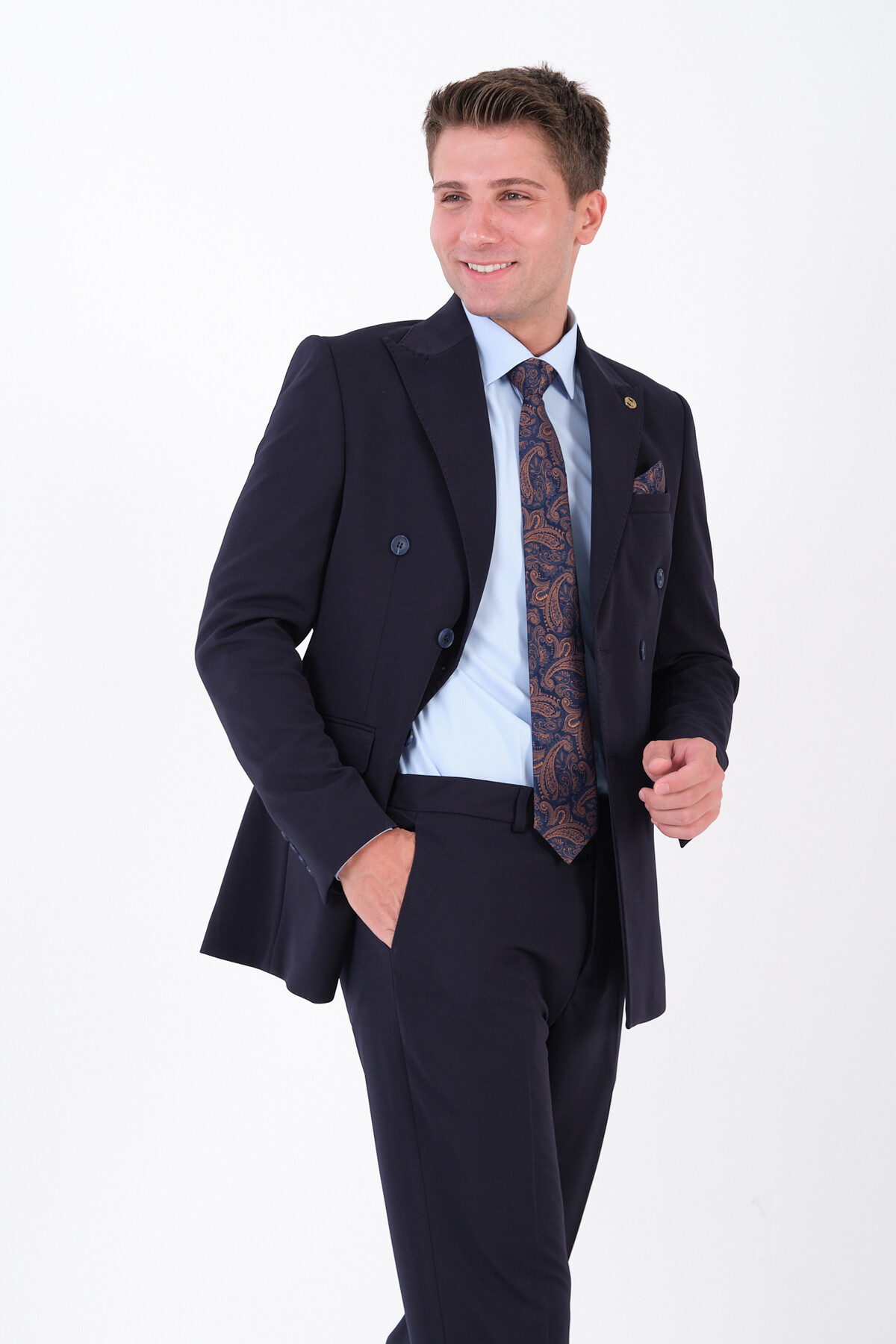 The Tailor Classics Erkek Kruvaze Takım Elbise - Erkek Ceket Pantolon görsel 3