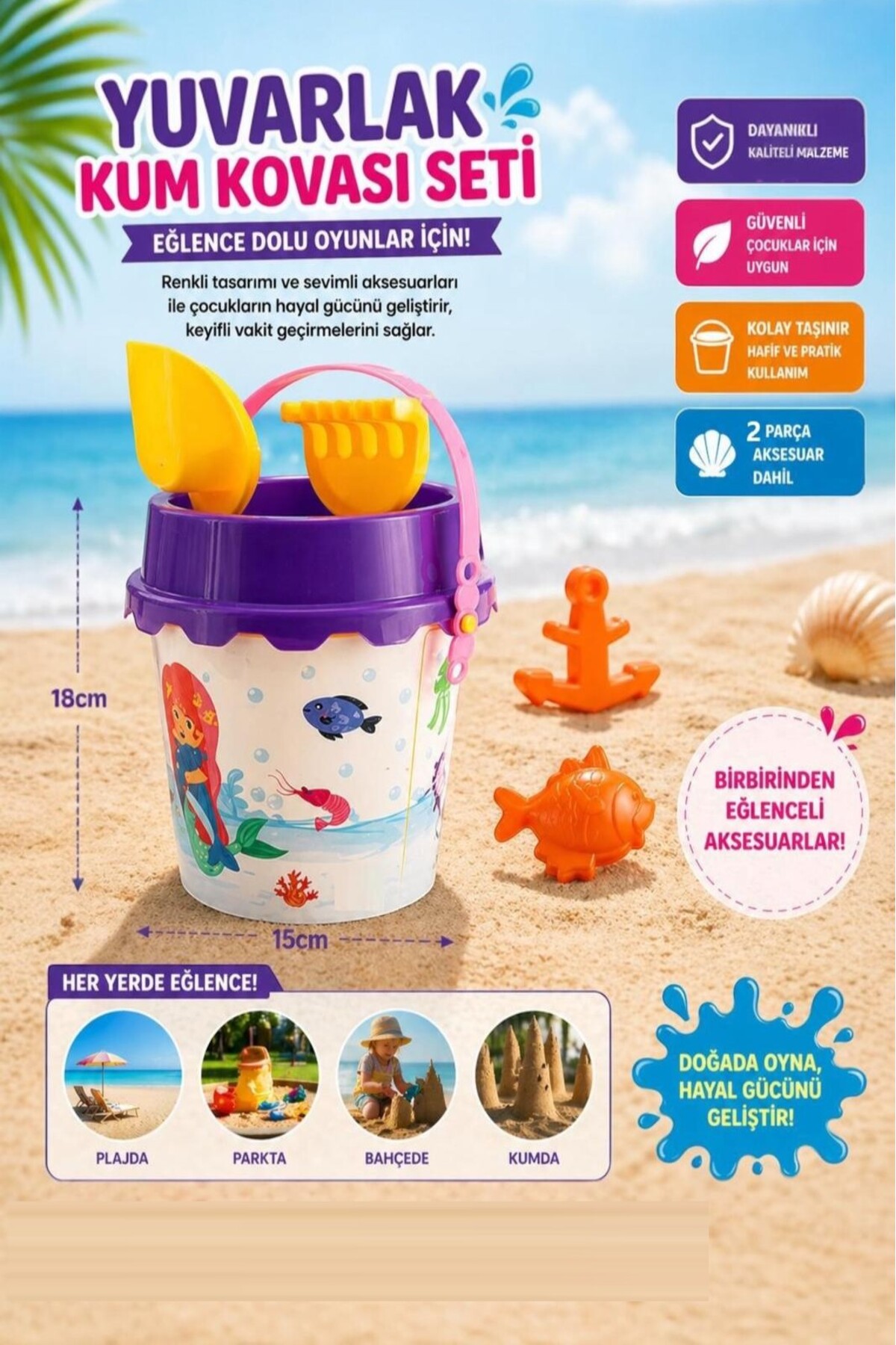 Girl Model 18 cm Sea-Beach Sand Bucket Playset with Accessories 1 Piece Mixed Model