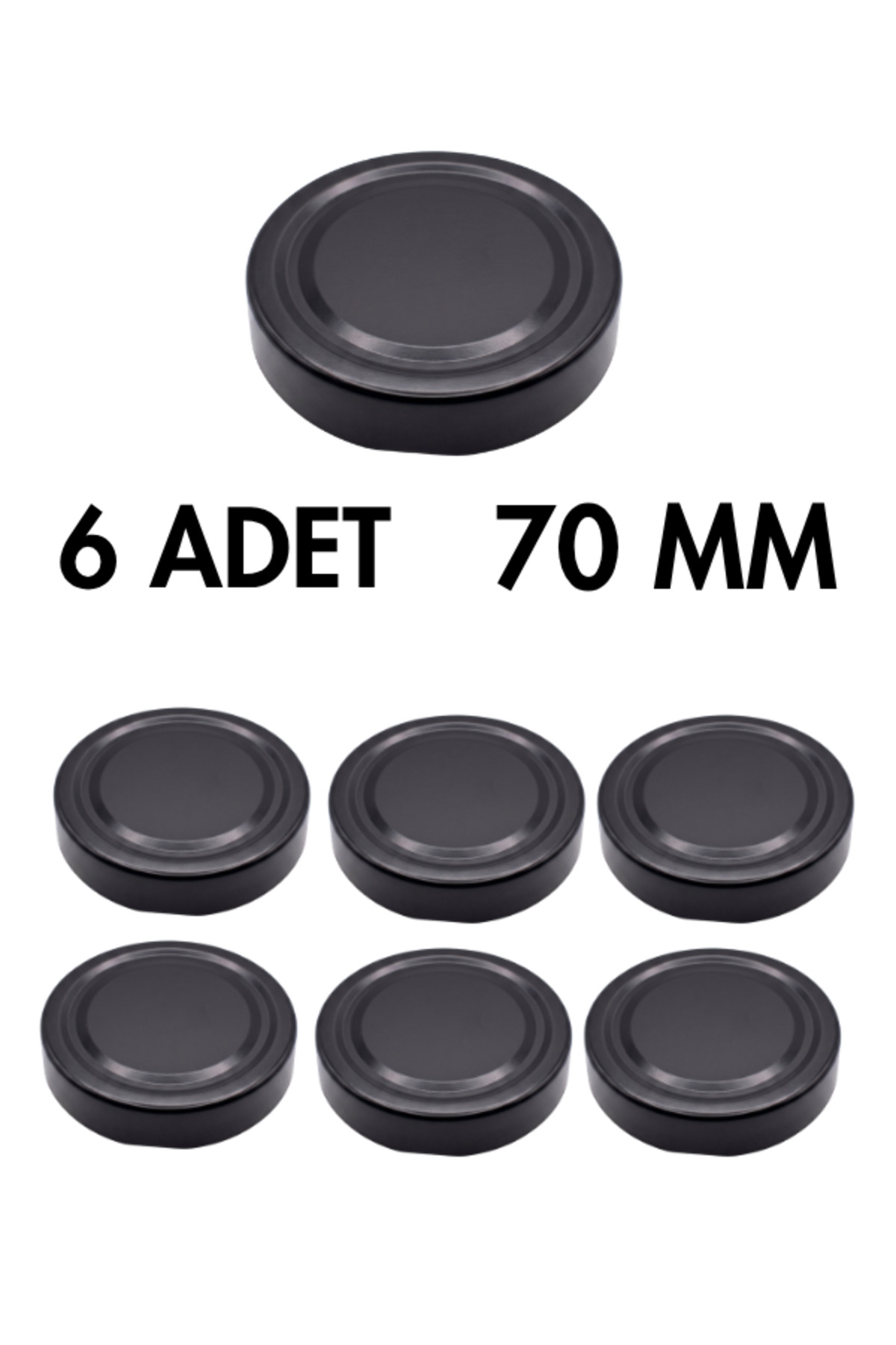 6 x Deep Black Metal Ergo Baby Food Jam Peanut Butter Jar Lid – 70 mm (compatible with 255 cc-350 cc-545 cc jars)