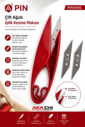 AKA CHI Çift Ağızlı İplik Kesme ve Temizleme Makası PIN1455 – Paslanmaz Çelik...