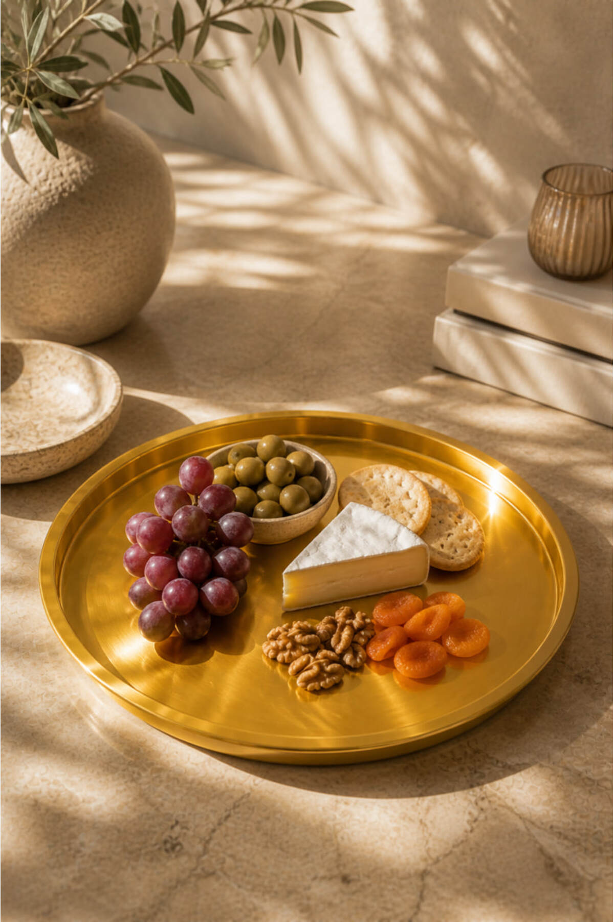 Anadolu Saray 35cm Gold Metal Sunum Tepsisi Parlak Dekoratif
