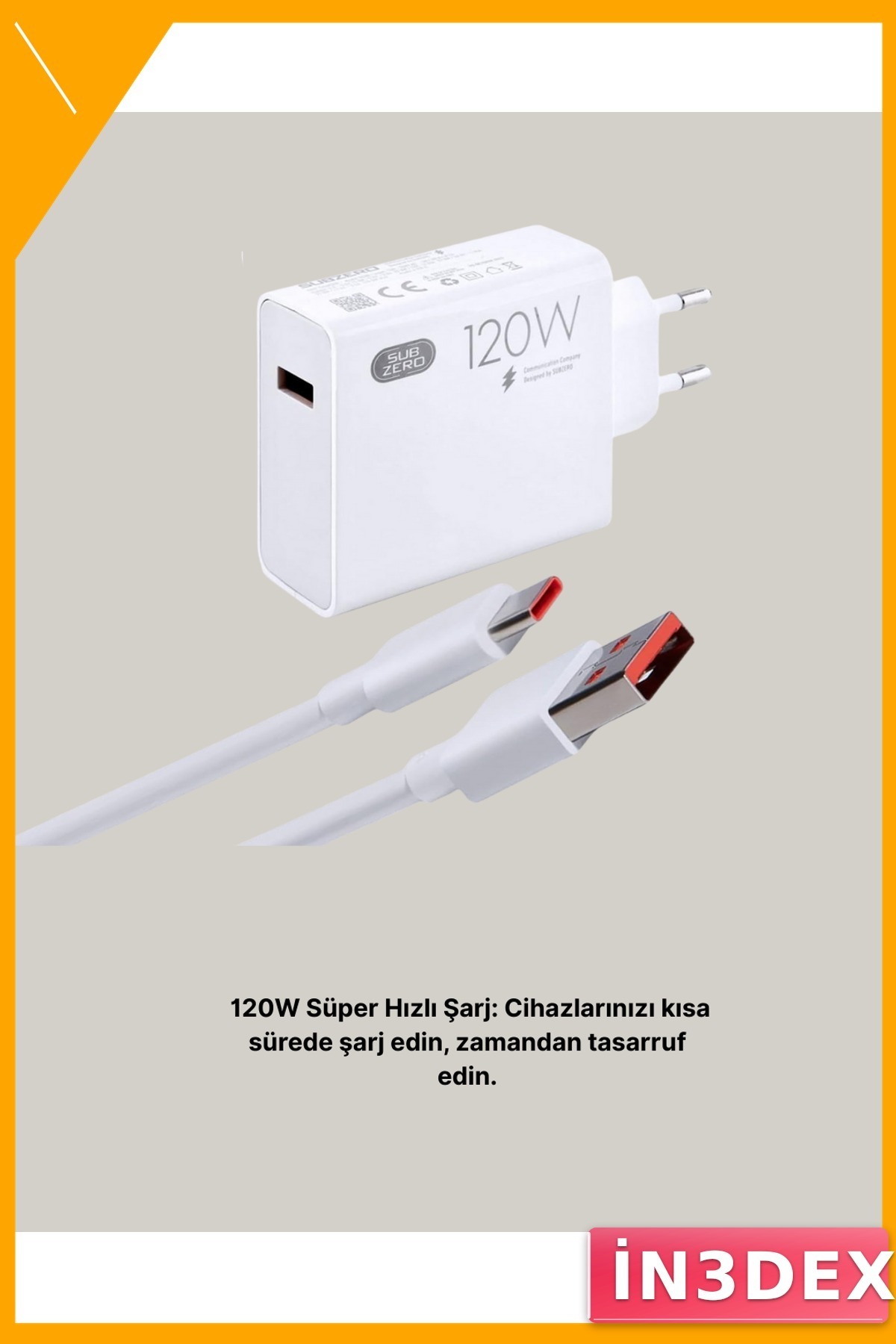 Hızlı Şarj Cihazı 120W Type-C Akıllı Çip Taşınabilir