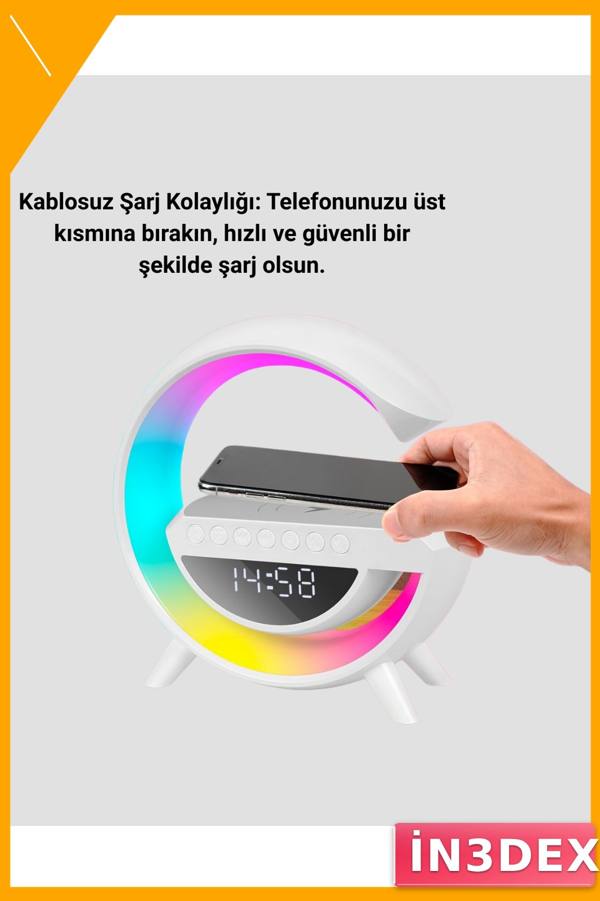 15W Kablosuz Şarjlı LED Atmosfer Lambası 13 Renk Beyaz Gürültü