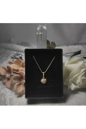 Anka Handmade Zirkon Taşlı Gold Renk Kolye Özel