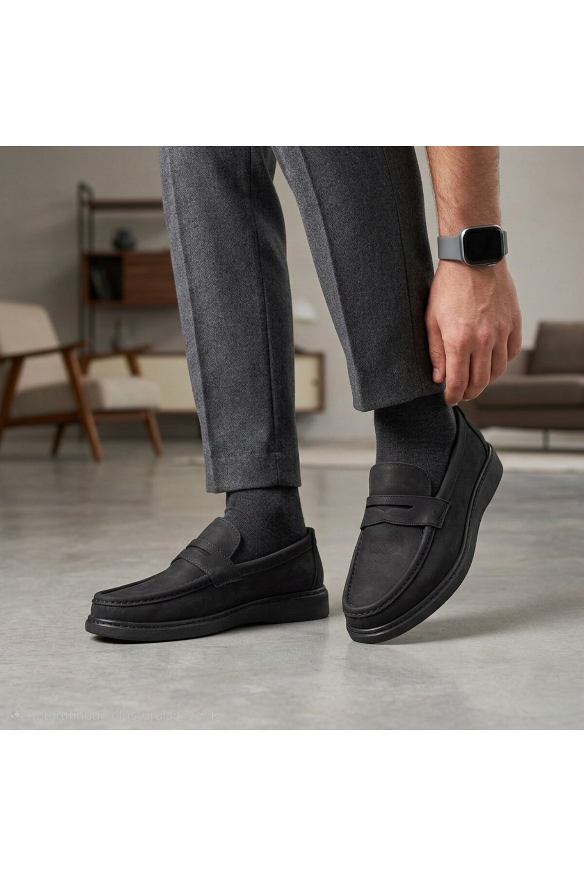 Öztürk Bağcıksız Fiyonk Bant Model Erkek Loafer Ayakkabı MK-100 görsel 2