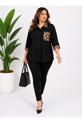 moda lera KADIN BATTAL BOY LEOPAR DESENLİ GÖMLEK ŞIK VE GÜNLÜK RAHAT MODEL TE...