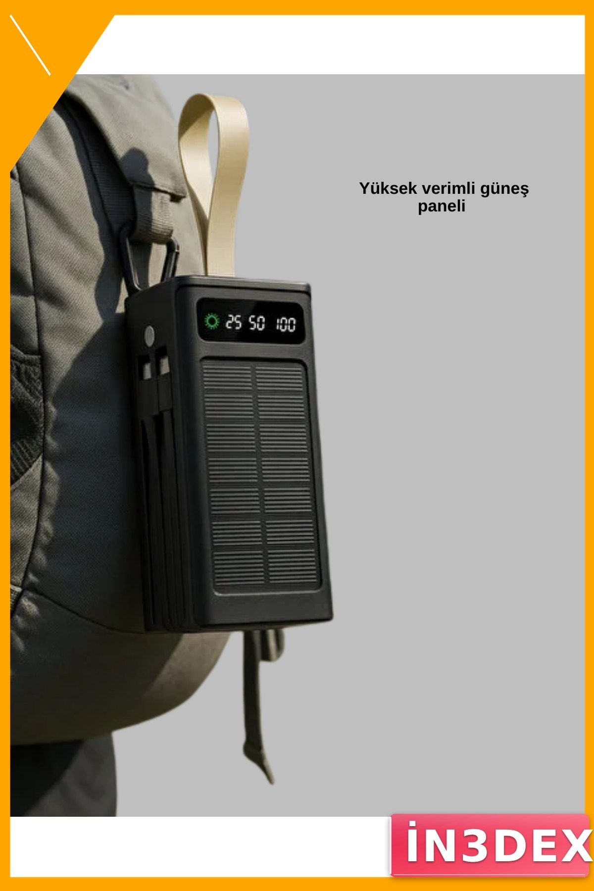 Güneş Panelli Taşınabilir Powerbank Çoklu Şarj LED Işıklı