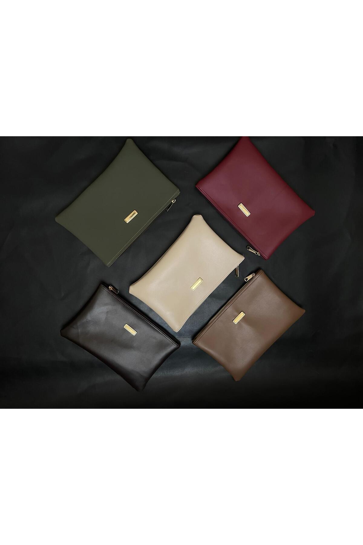 VELORİA BAG & SCARF VELORİA BAG premium çok amaçlı portföy ve makyaj şık kadın çanta clutch 3 lü set görsel 2