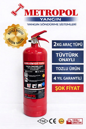 METROPOL 2 KG YANGIN SÖNDÜRME CİHAZI TSE-HYB/CE BELGELİ 4 YIL GARANTİLİ (TÜVT...