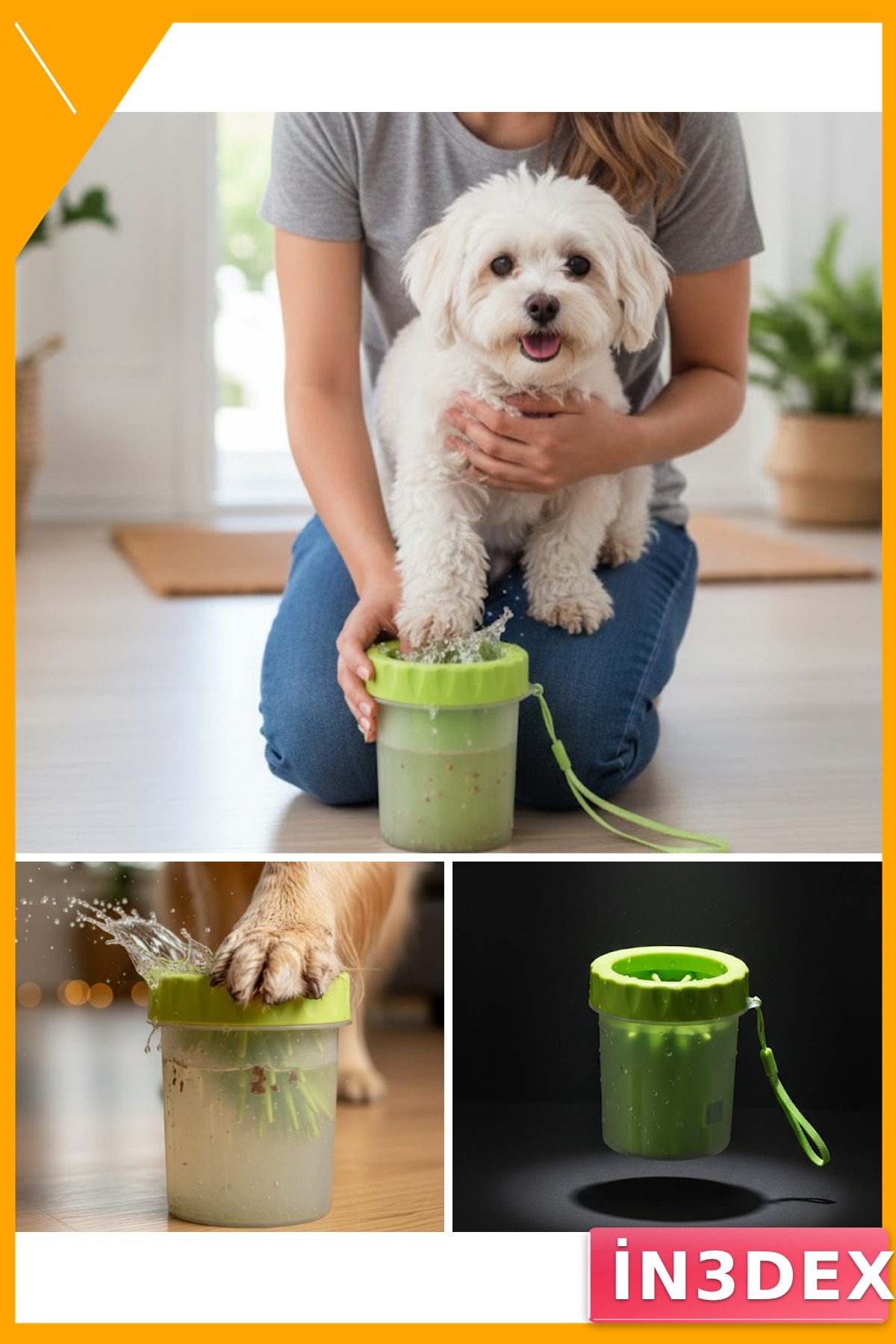 Silikon Fırçalı Köpek Pati Temizleme Kabı Taşınabilir