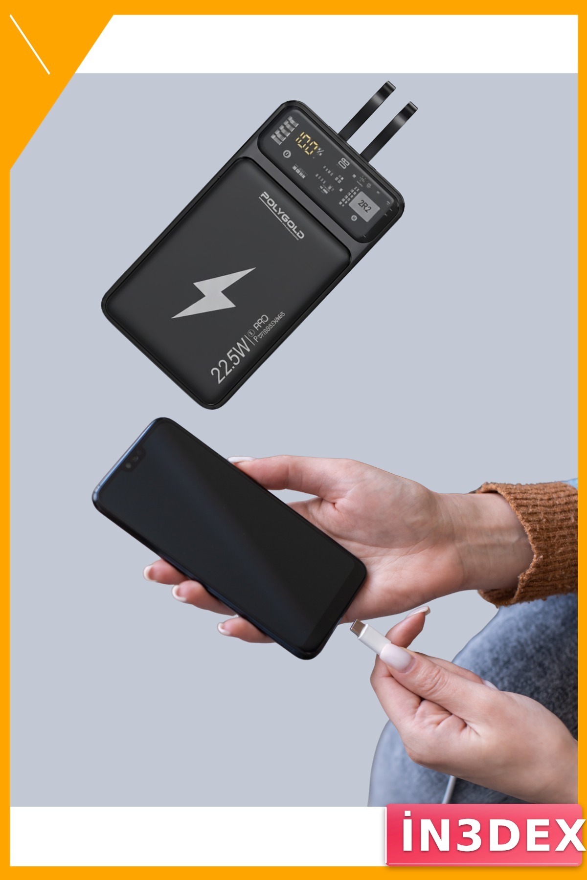 10000mAh Hızlı Şarj Powerbank Taşınabilir Dijital Ekranlı