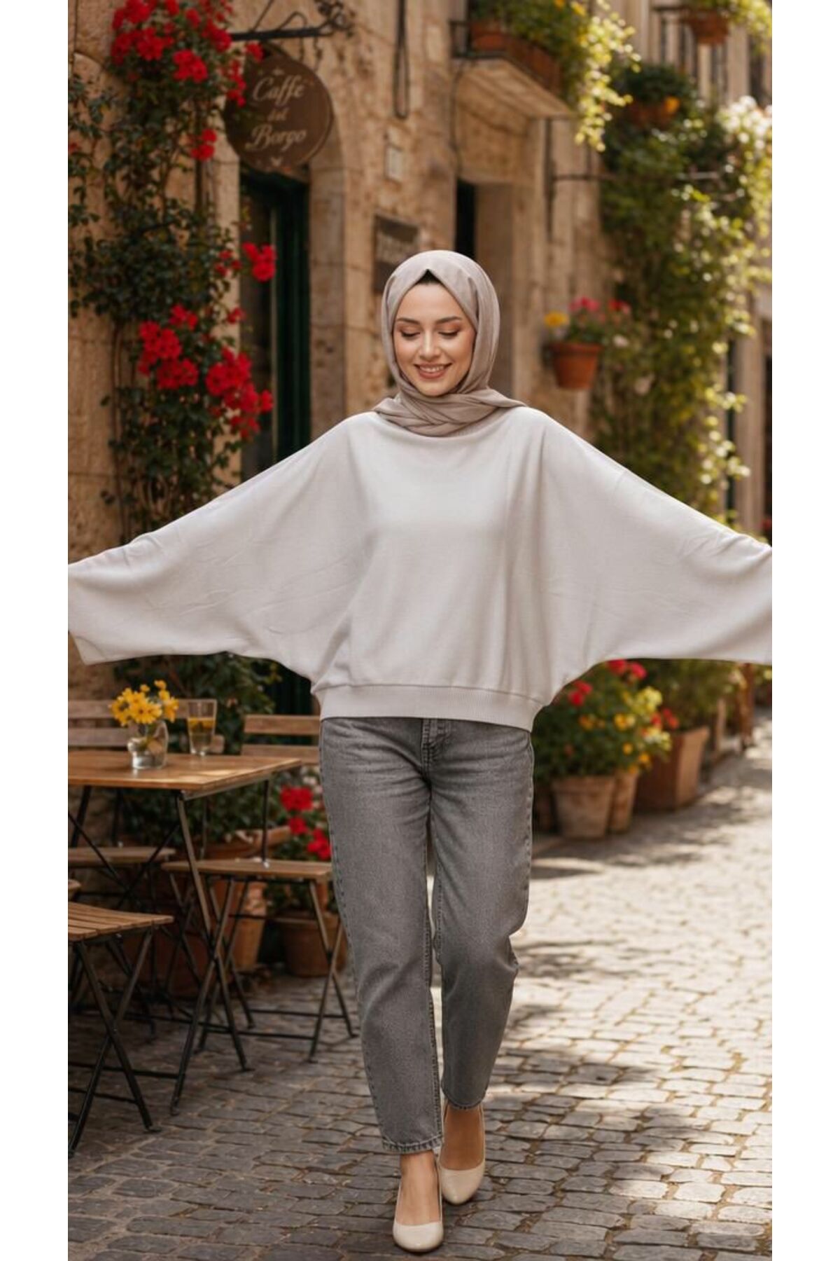 Slim Seasonal Viscose Bat Sleeve Sweater