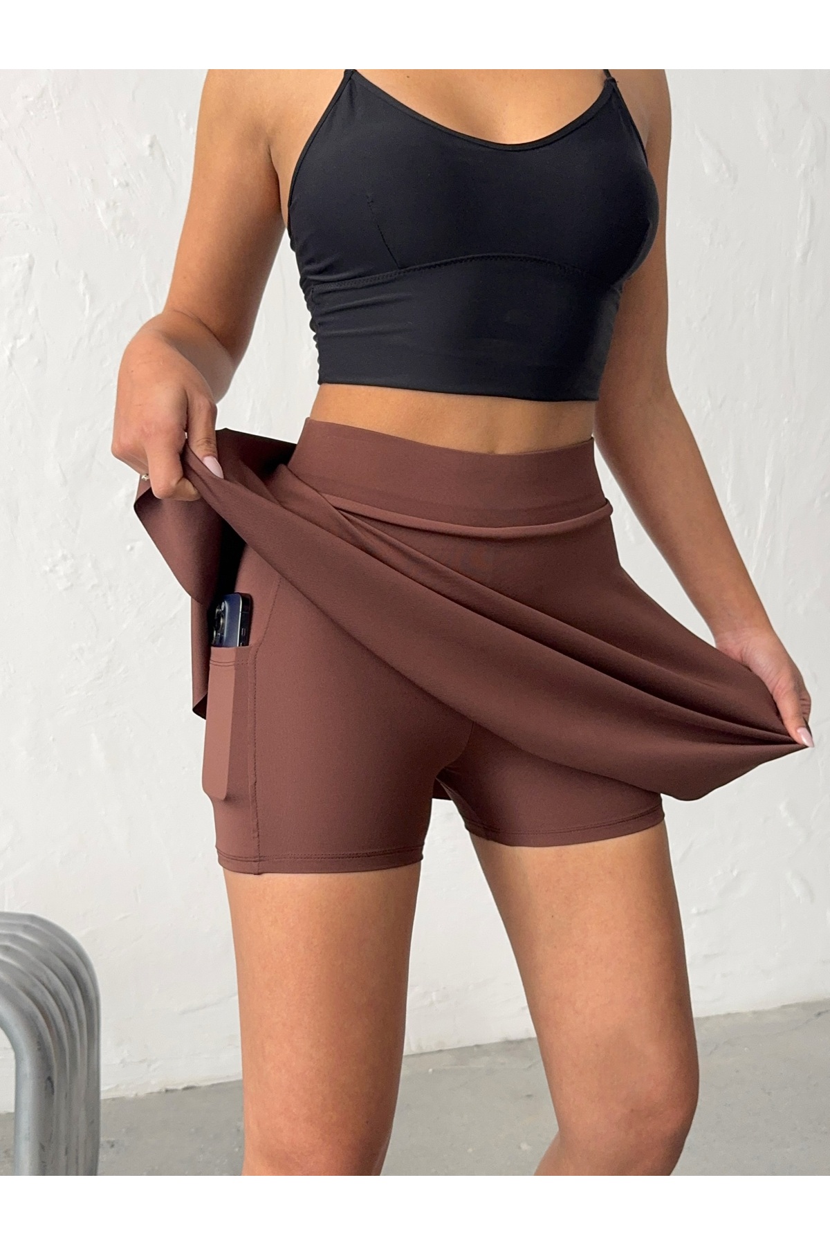 Elastic Lycra Pocket Leggings Sports Shorts Skirt - Tennis Skirt