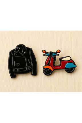 DREAMIOGIFTANDBOX Hoodie ve Vespa Rozet Seti Metal Pin Broş Çanta Ceket Akses...