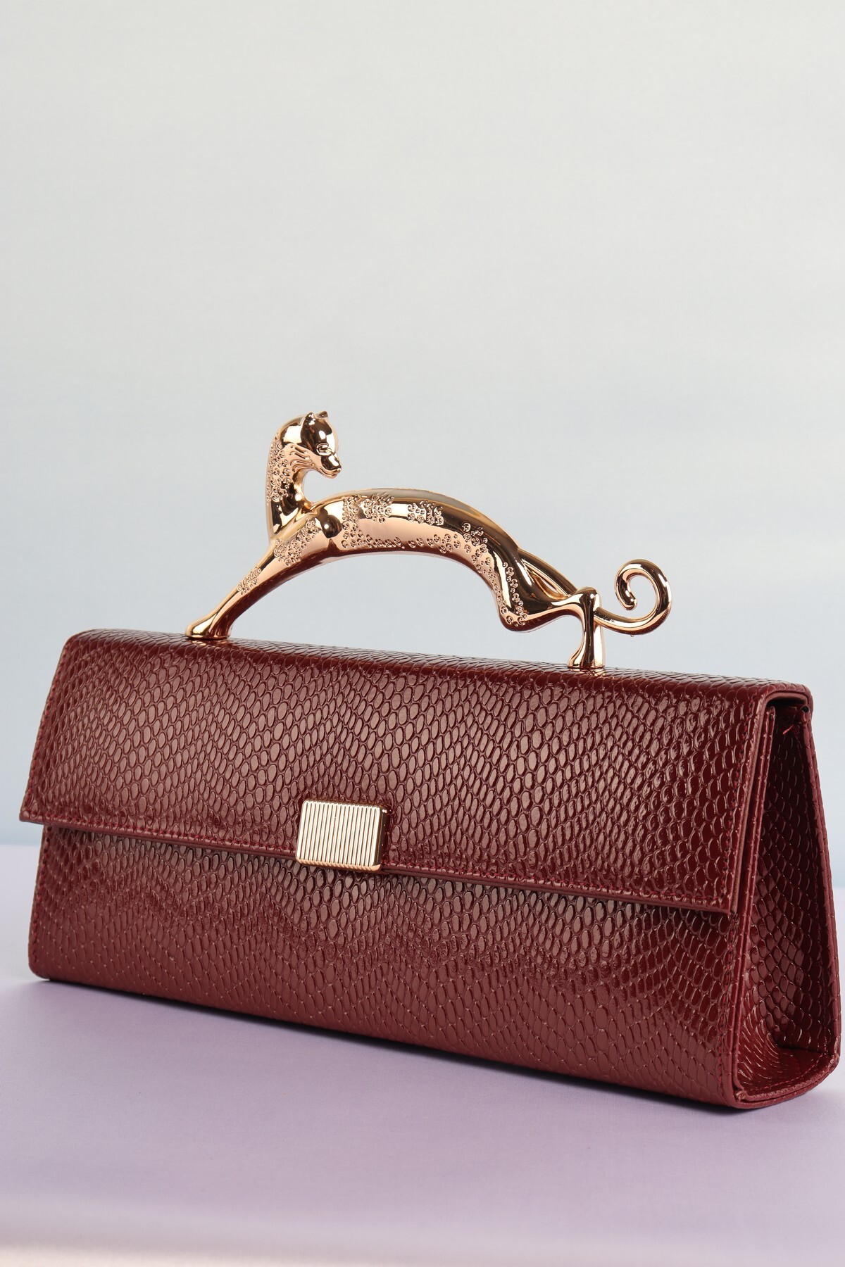 weem bag Elysara EB0144 | PİTON ŞIK PUMAS METAL SAPLI PORTFÖY ÇANTA görsel 2