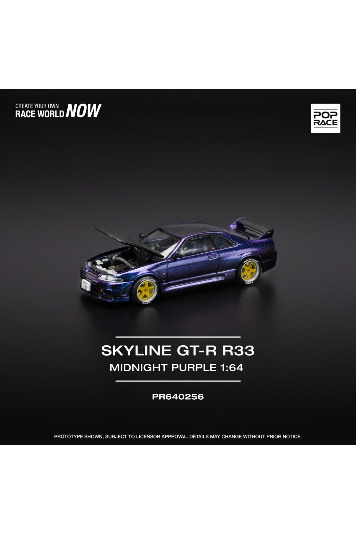 Pop Race 1/64 Nissan GT-R R33 Nismo 400R Midnight Purple PR640256