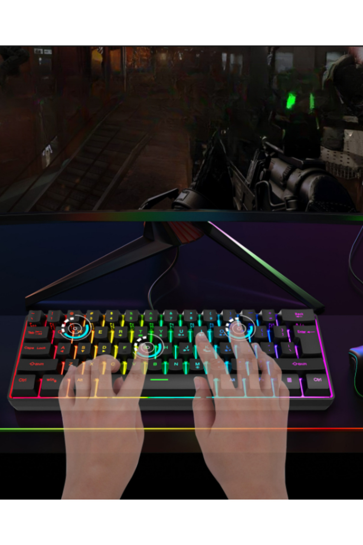 MAMBASNAKE Red Switch Mini Rgb Siyah Klavye 62 Tuşlu Software