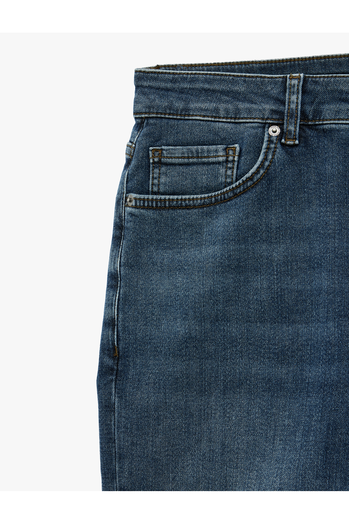 Koton Normal Bel Pamuklu Bermuda Slim Fit Jean Şort görsel 5