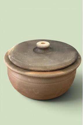 AdenArtpottery Toprak Güveç Tencere Büyük Boy 27 cm Doğal El Yapımı(Kapaklı) ...