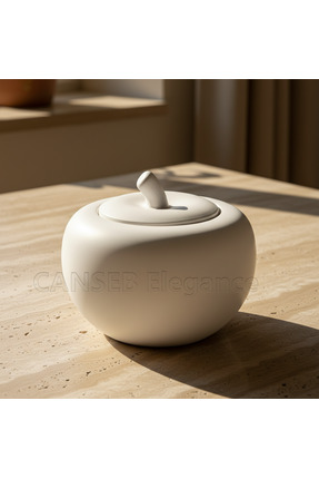 CANSEB Elegance 8cm | Kapaklı Beyaz Elma Dekor & Saklama Kutusu - Premium - D...