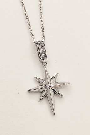 Burcu Dinçer Accessories Kadın Zirkon Taşlı Gümüş Renk Kuzey Yıldızı Tasarım ...