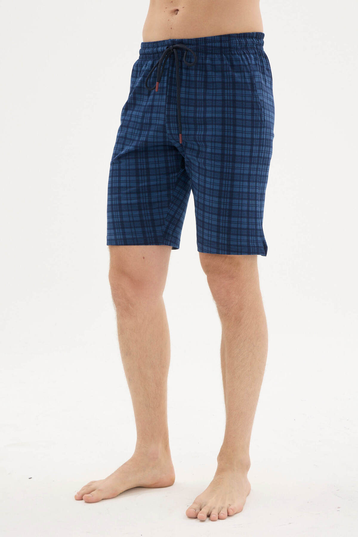 95% Cotton 5% Lycra Men's Plaid Slim Single Bottom Comfortable Pajamas