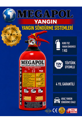 megapol 1 kg yangın söndürme cihazı, yangın tüpü, yangın sömürücü, yangın sön...