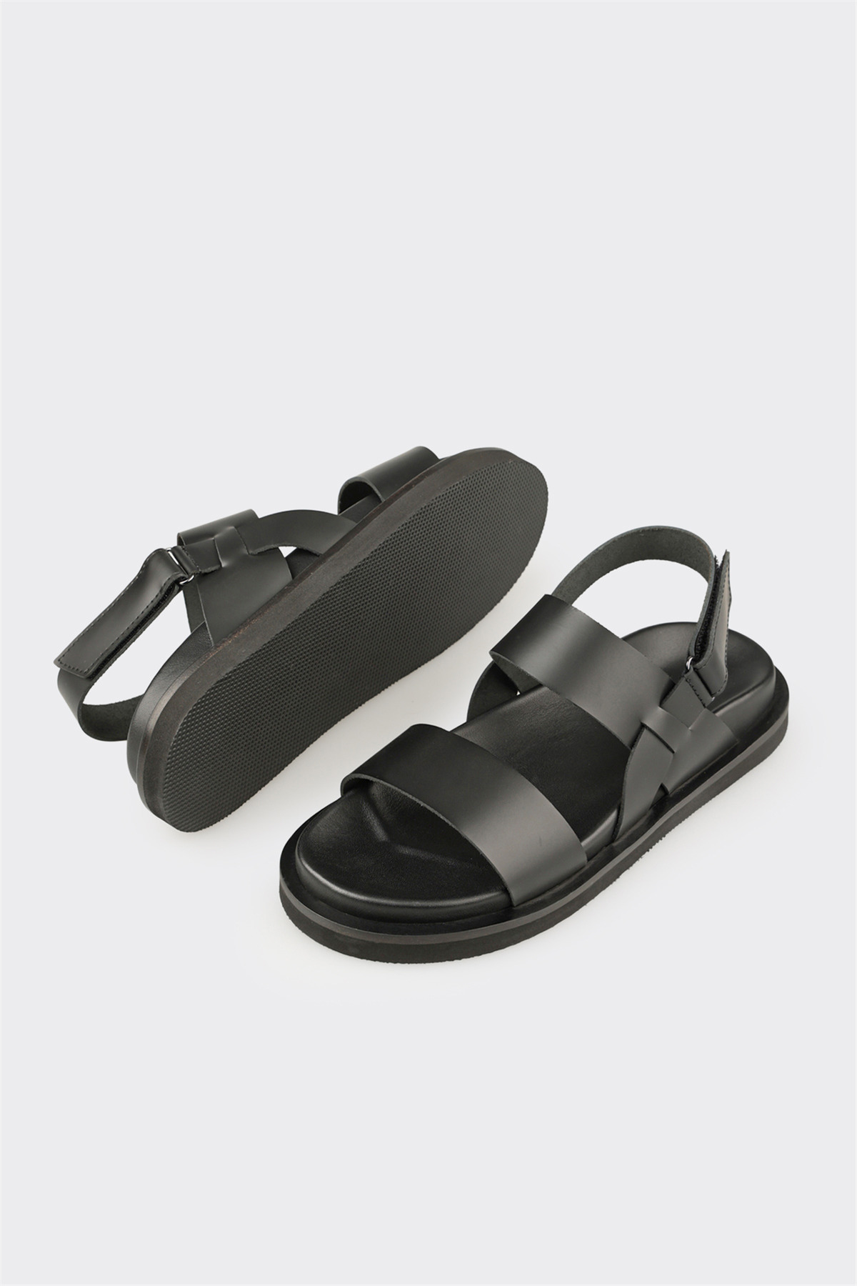 Elle Shoes Siyah Deri Erkek Sandalet görsel 3