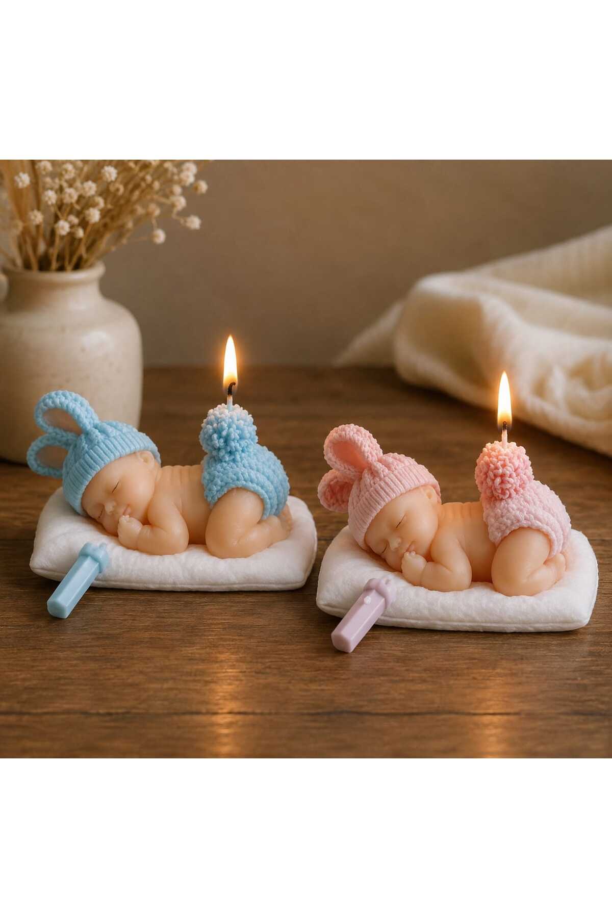 2 Pcs Mini Newborn Baby Candle with Realistic Details Mother's Day Gift Mothers Only