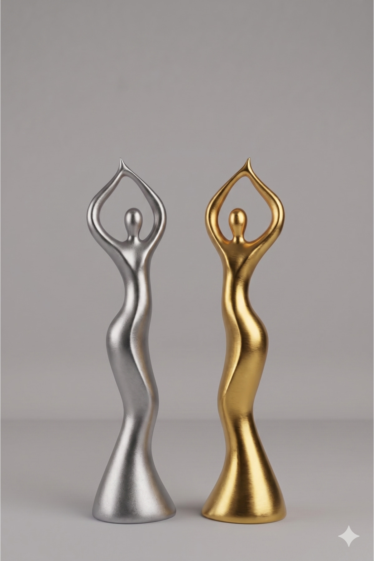 19cm GOLD-SILVER COLOR Dancing Woman Statue 2pcs Scandinavian Style Trinket Sculpture Figure Decor Home Decoration