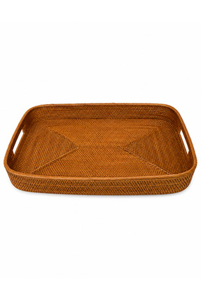 ipekbambuhome El Örgüsü Rattan Dikdörtgen Sunum Tepsisi 40x30 cm – Dekoratif ...