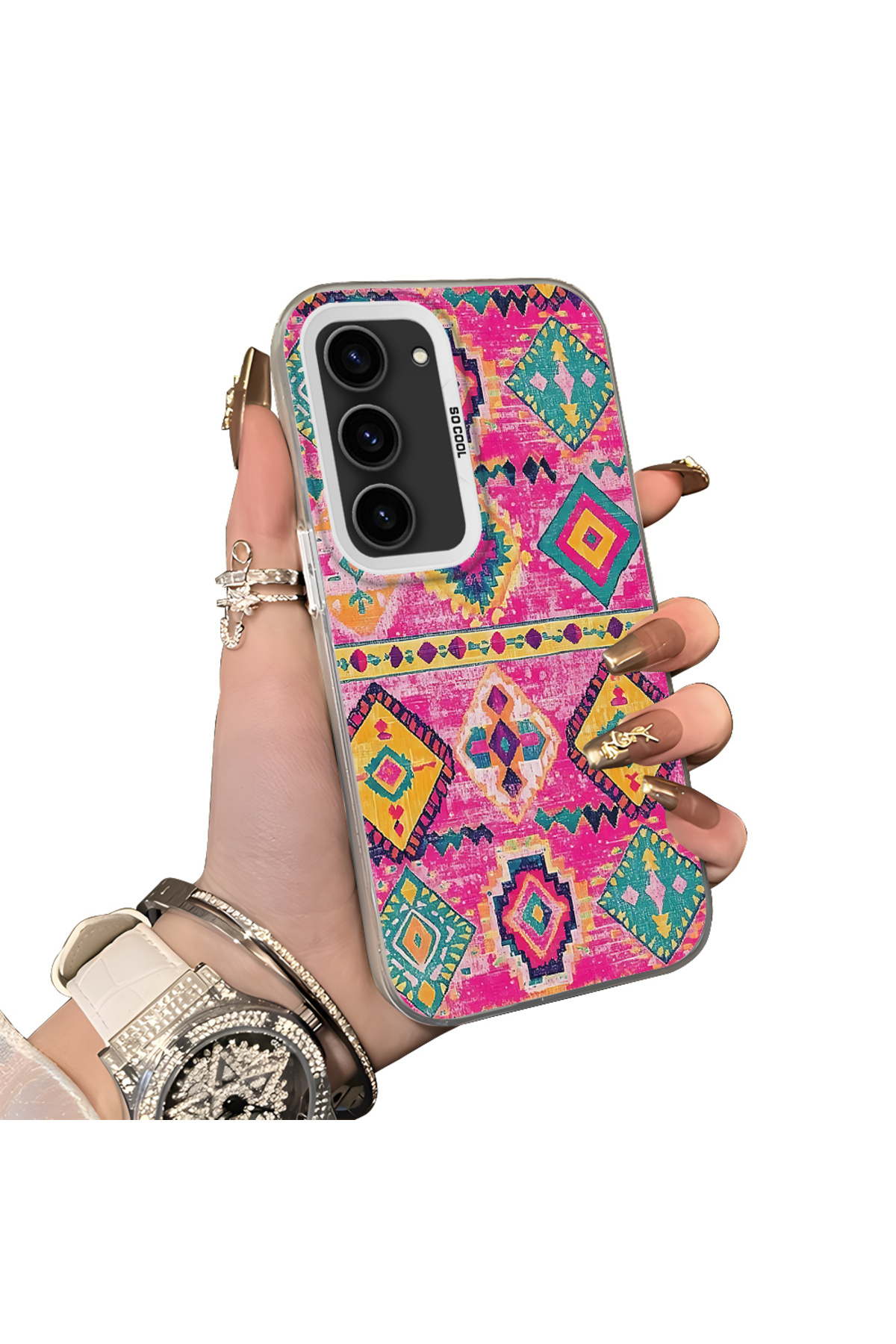 Samsung Galaxy S23 Compatible Hard Acrylic Rear Silicone Edge Lens Protection Case