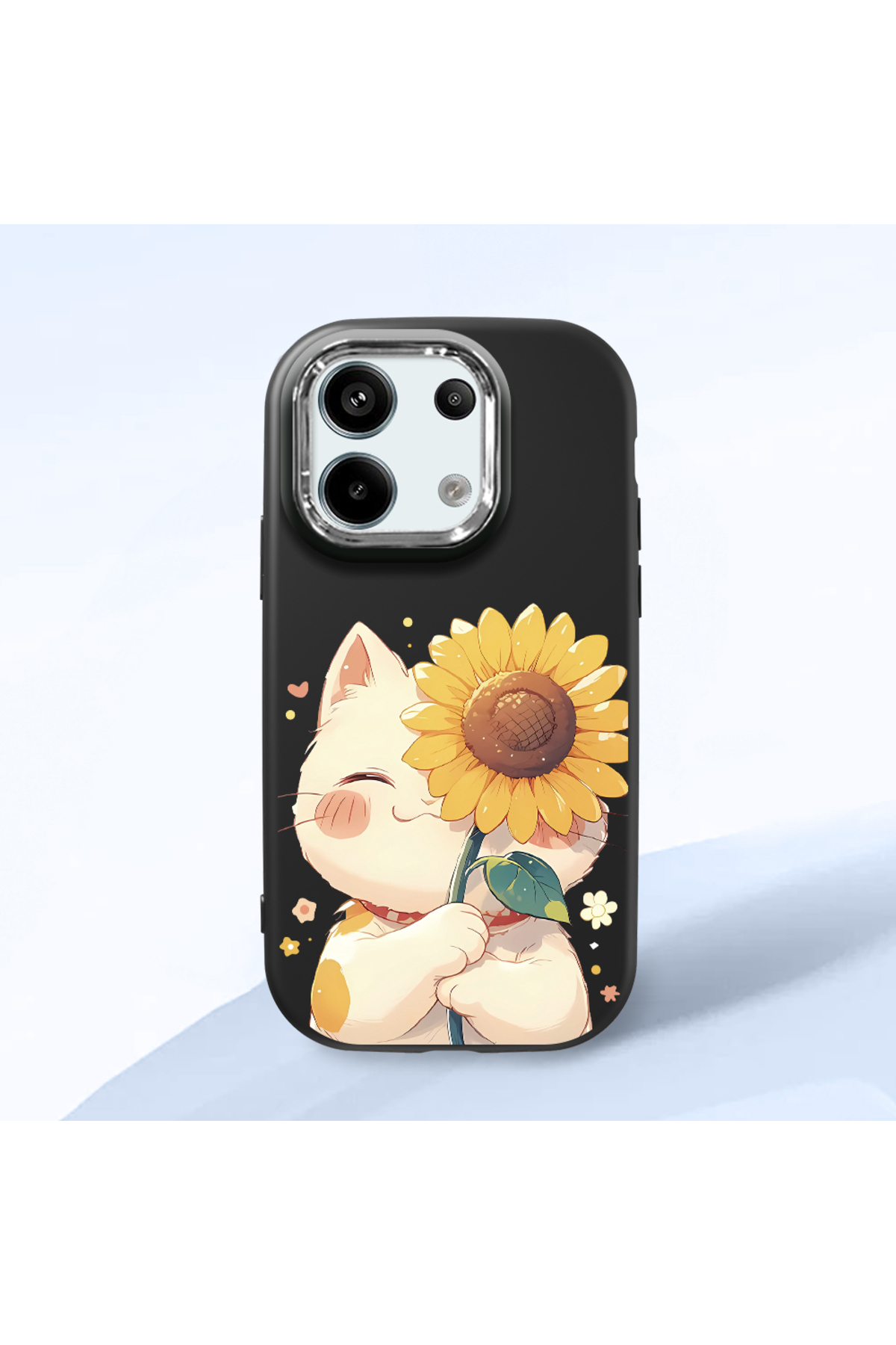Redmi Note 13 Pro 5G Compatible Case camera protector Black Silicone Couple Phone Case with Cat Pattern