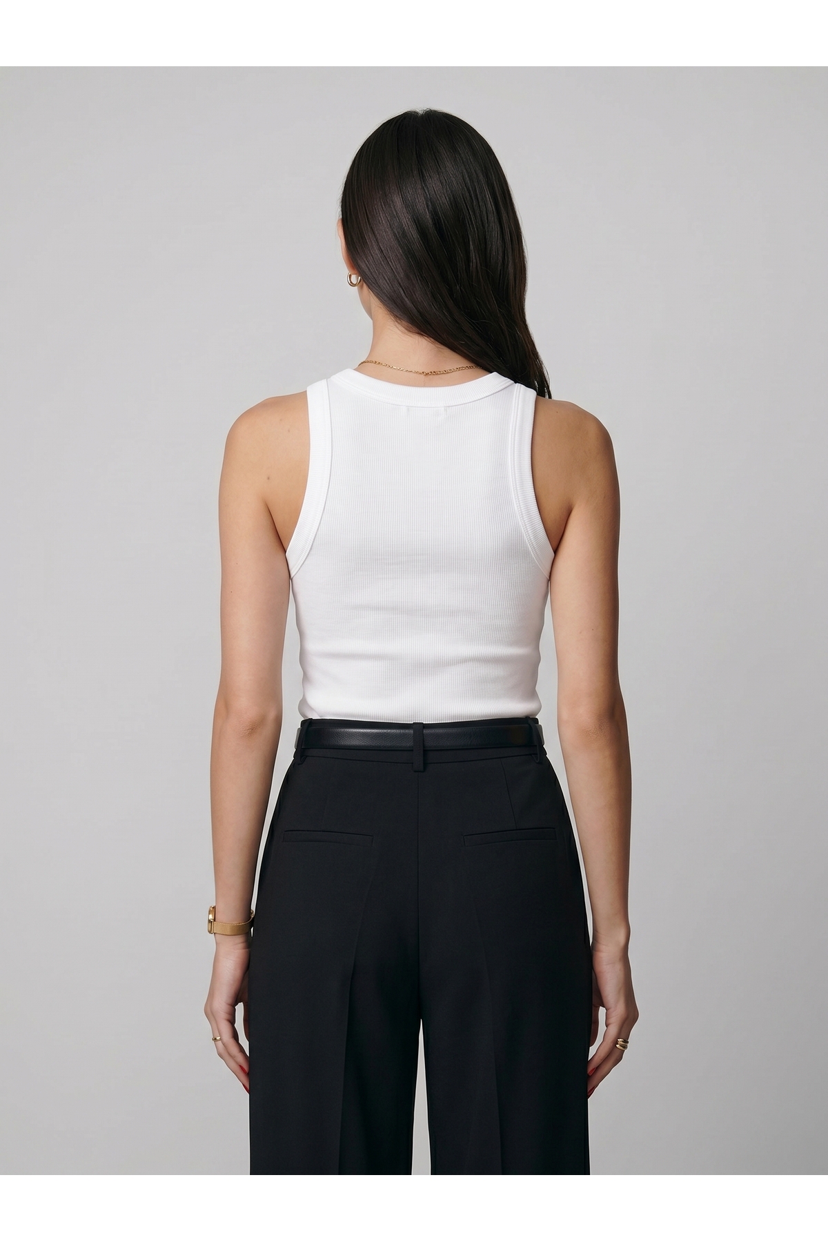 Kadın Halter Yaka Basic Body Slim Fit Likralı Vücuda Oturan Bodysuit - Beyaz 4