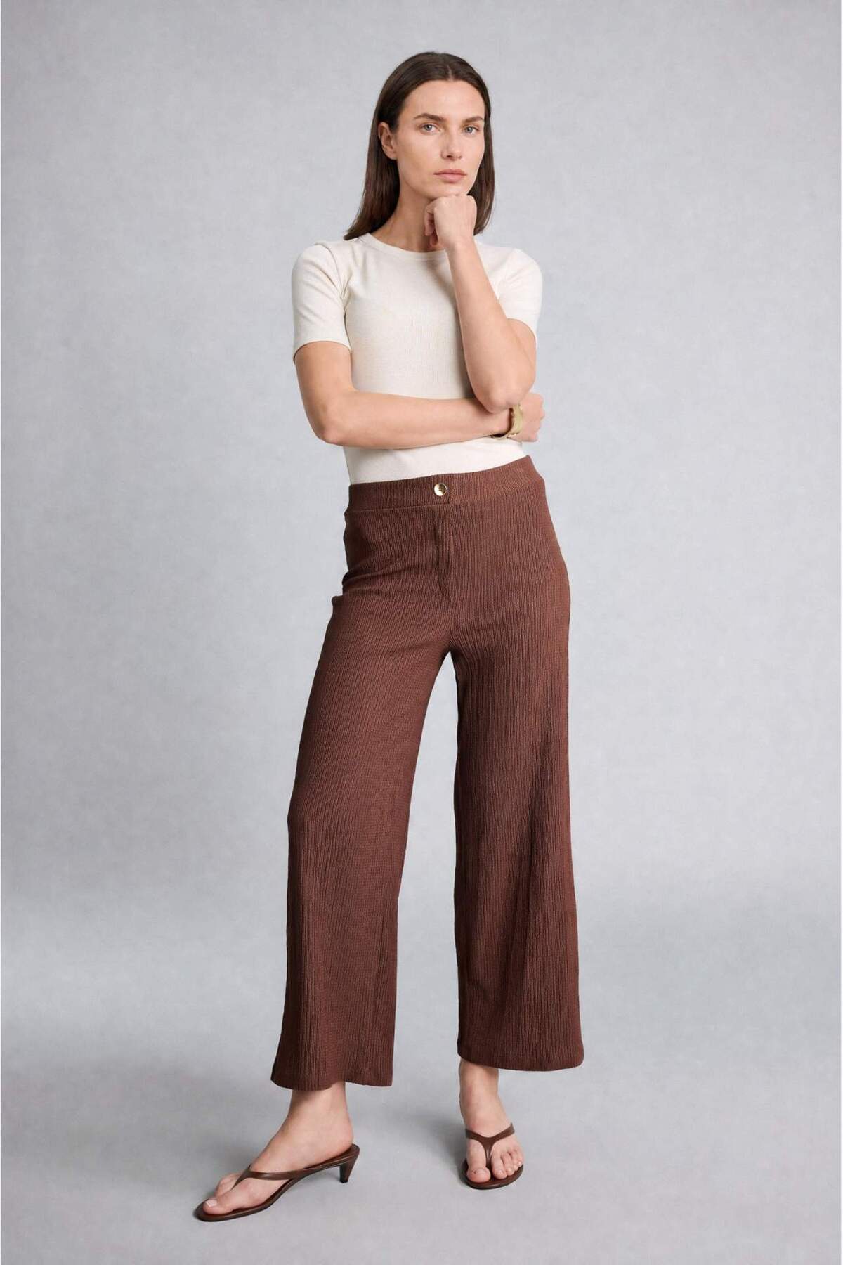 DeFacto Culotte Düz Paça Kırışık Dokulu Pantolon H8605AX26HS