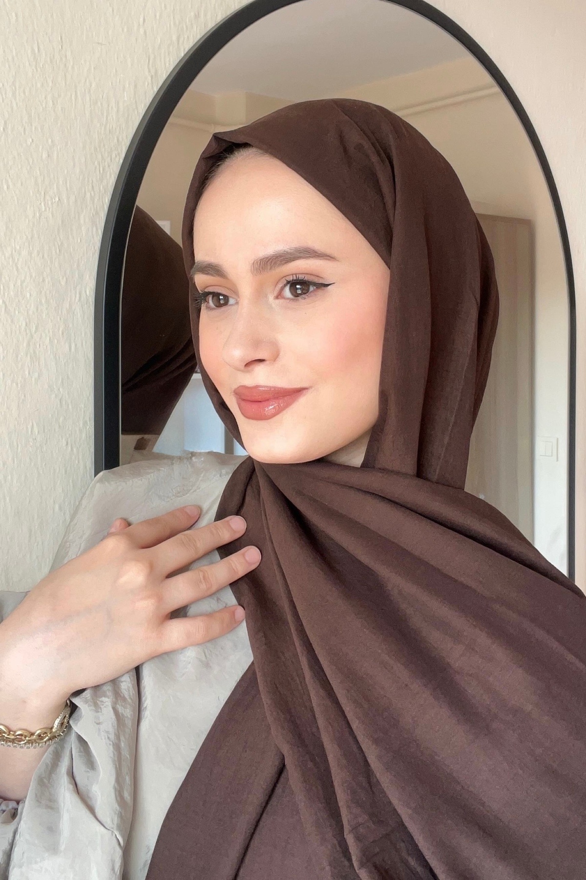 YILDIZ SCARFS Comfort Pamuk Şal - Kahverengi görsel 2