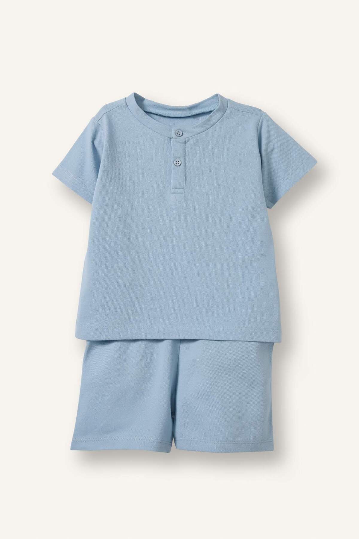 %100 Pamuk 2'li Mavi Pijama Takımı Erkek Bebek H6835A526HS