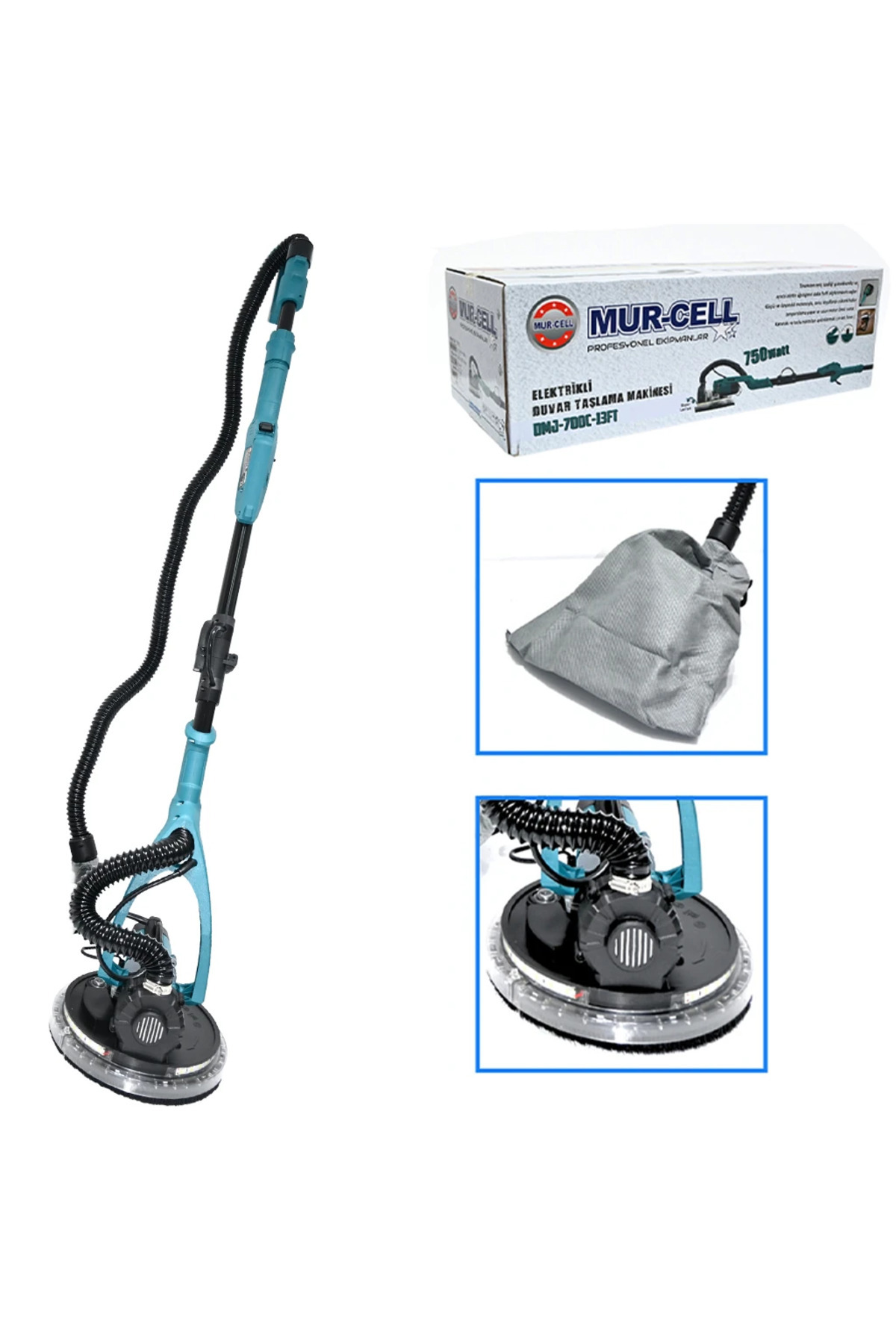Mur-Cell Vakumlu Toz Emici Alçı Duvar Zımparalama Makinesi 750W